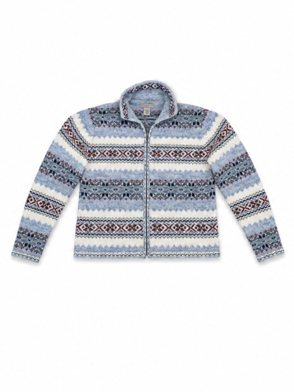 Mountain Lake Fair Isle Nordic Zip Sweater Women's Small Wool Blend Cardigan